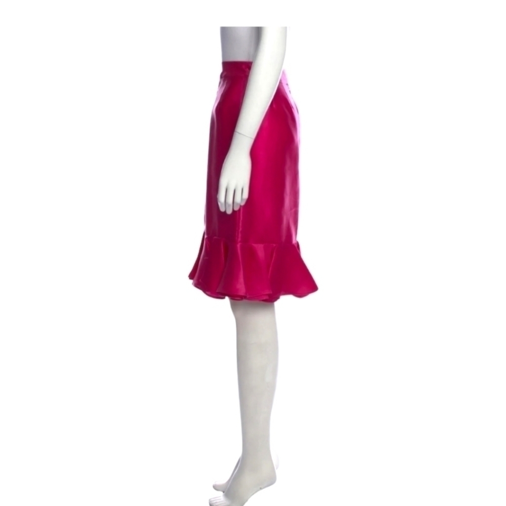 Carolina Herrara Barbie Pink Peplum Ruffle Silk Skirt - Picture 2 of 5
